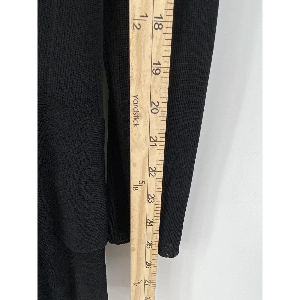 Eileen Fisher Cardigan Sweater Women XL Black Ruffle Open Light Sheer Minimalist